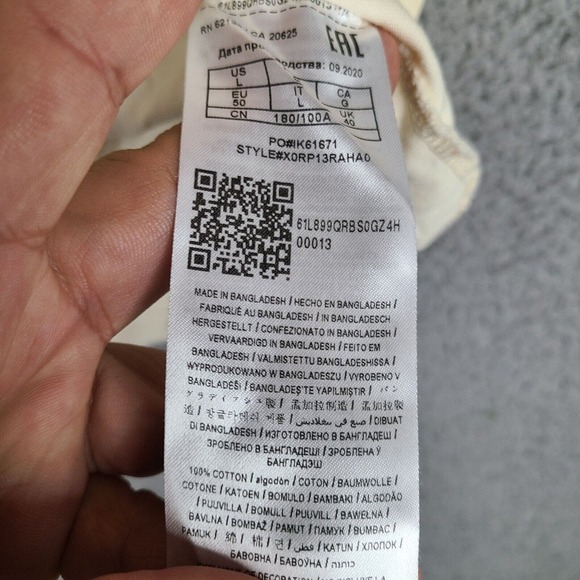 Guess Los Angeles T-Shirt Mens Large Beige Long Sleeve Embroidered Cotton‎ - Picture 6 of 13